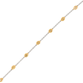 14K Two Tone Oval Cut Yellow Diamond Station Bracelet